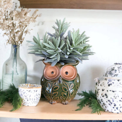 Plant Pot Planter Owl Green - The Renmy Store Homewares & Gifts 