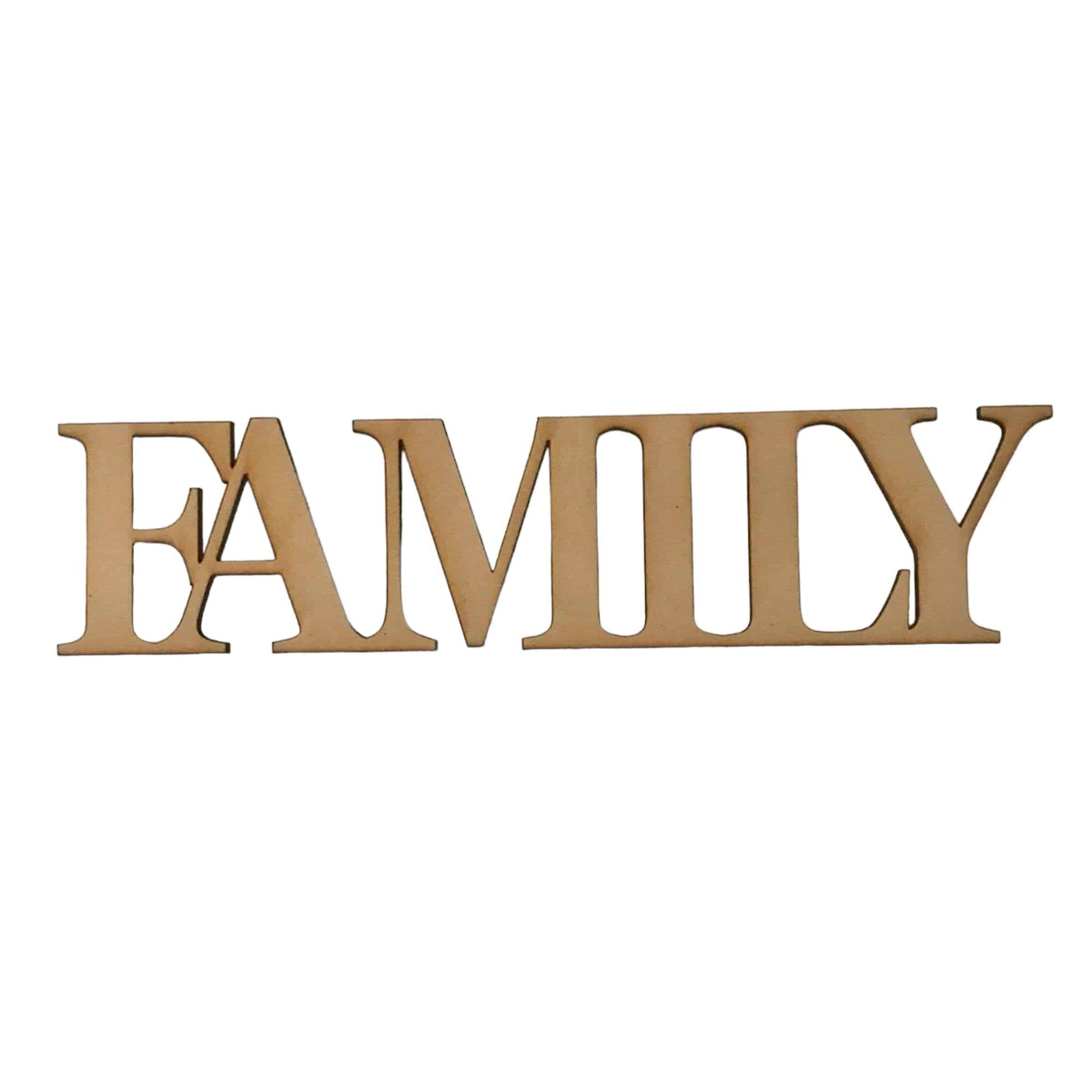 Family MDF Shape Word Raw Wooden Wall Art - The Renmy Store Homewares & Gifts 