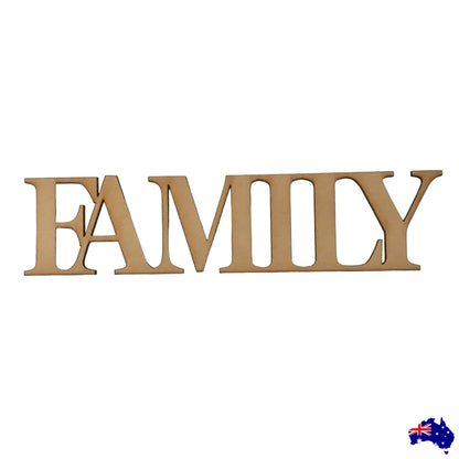 Family MDF Shape Word Raw Wooden Wall Art - The Renmy Store Homewares & Gifts 