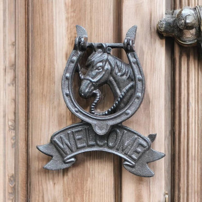 Door Knocker Welcome Horse Cast Iron