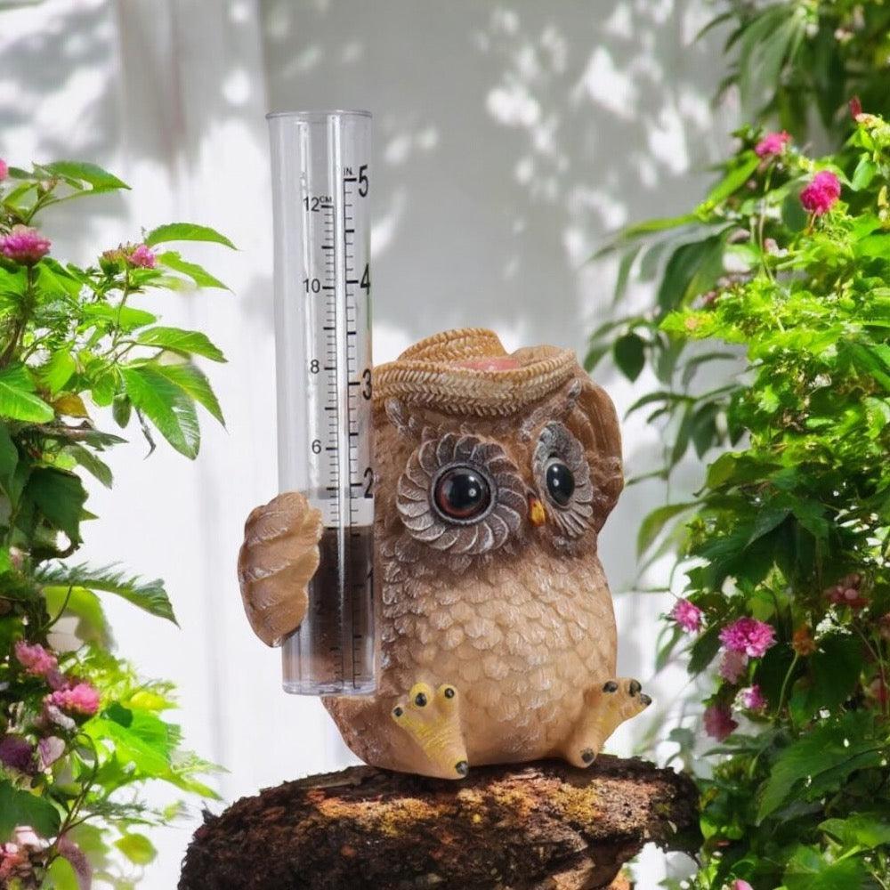 Rain Gauge Owl Ornament Garden