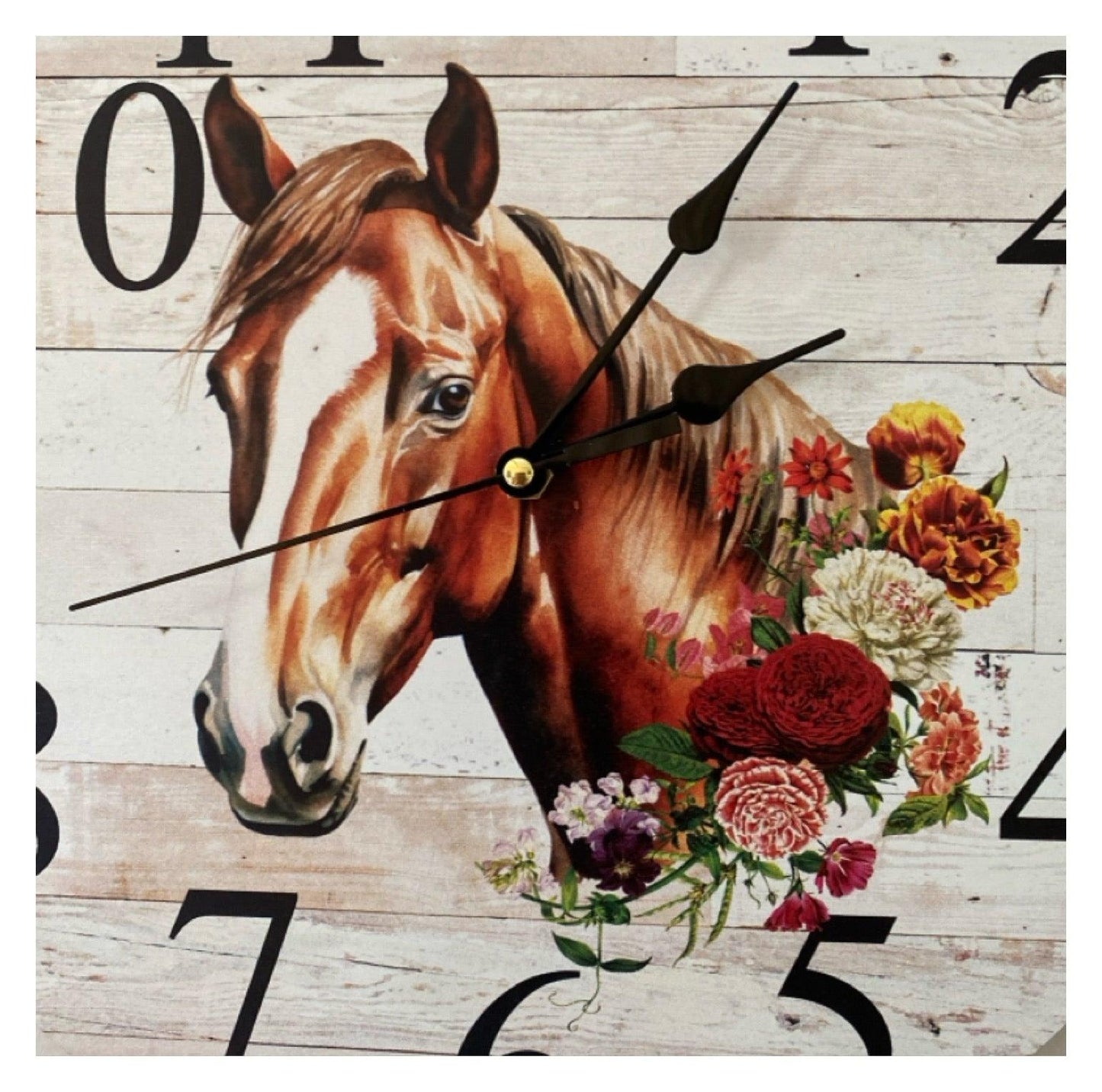 Clock Wall Quarter Horse Floral Aussie Made