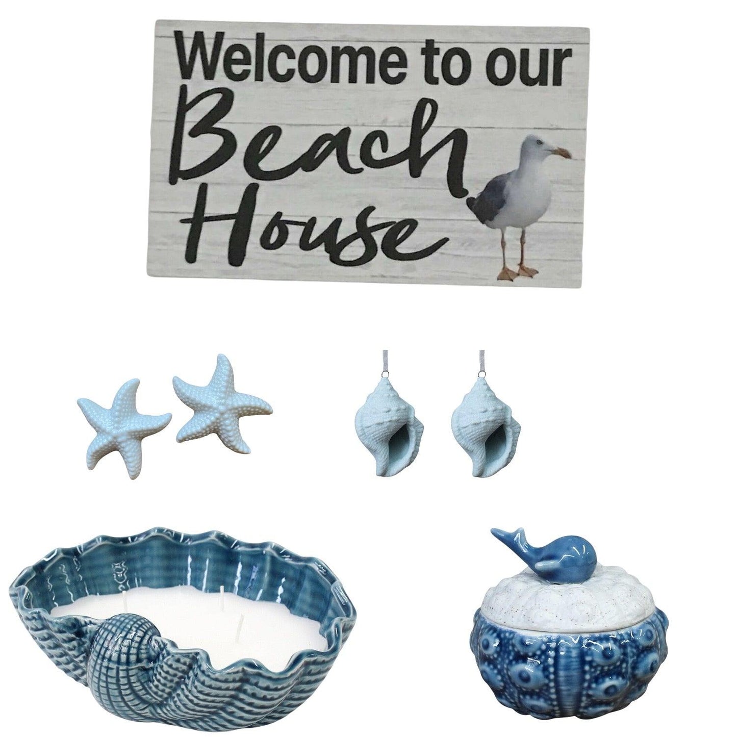 Shell Candle Whale Dish Starfish Seagull Welcome Sign Gift - The Renmy Store Homewares & Gifts 