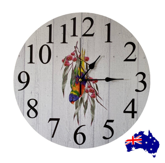 Clock Wall Lorikeet Lorie Bird Parrot Aussie Made - The Renmy Store Homewares & Gifts 