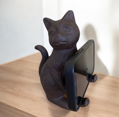 Phone Holder Cast Iron Cat Ornament - The Renmy Store Homewares & Gifts 