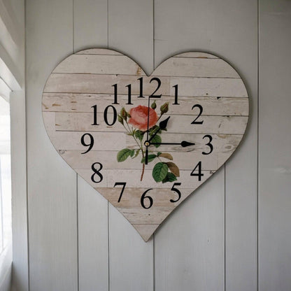 Clock Wall Heart Cottage Rose Aussie Made - The Renmy Store Homewares & Gifts 