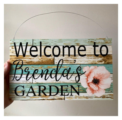 Welcome Garden Custom Personalised Sign Flower