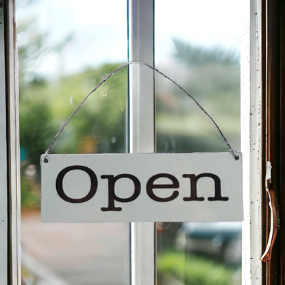 Open Closed White Business Shop Cafe Hanging Sign - The Renmy Store Homewares & Gifts 