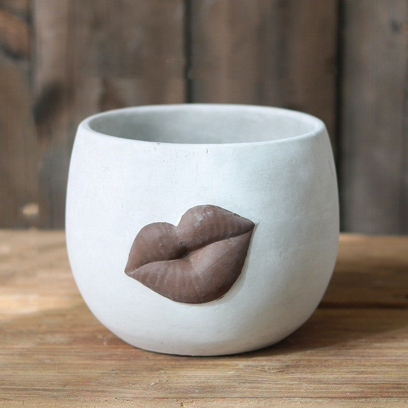 Pot Planter Garden Big Lips Retro