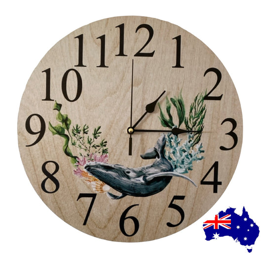 Clock Wall Whale Beach Shell Coastal Aussie Made - The Renmy Store Homewares & Gifts 