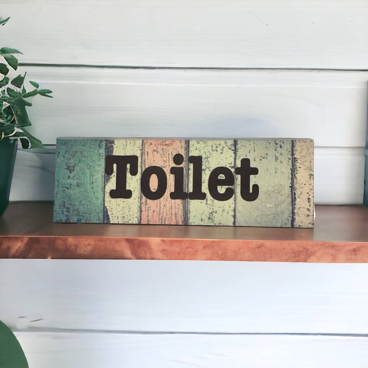 Rustic Colourful Timber Look Door Room Sign Toilet Laundry Bathroom - The Renmy Store Homewares & Gifts 