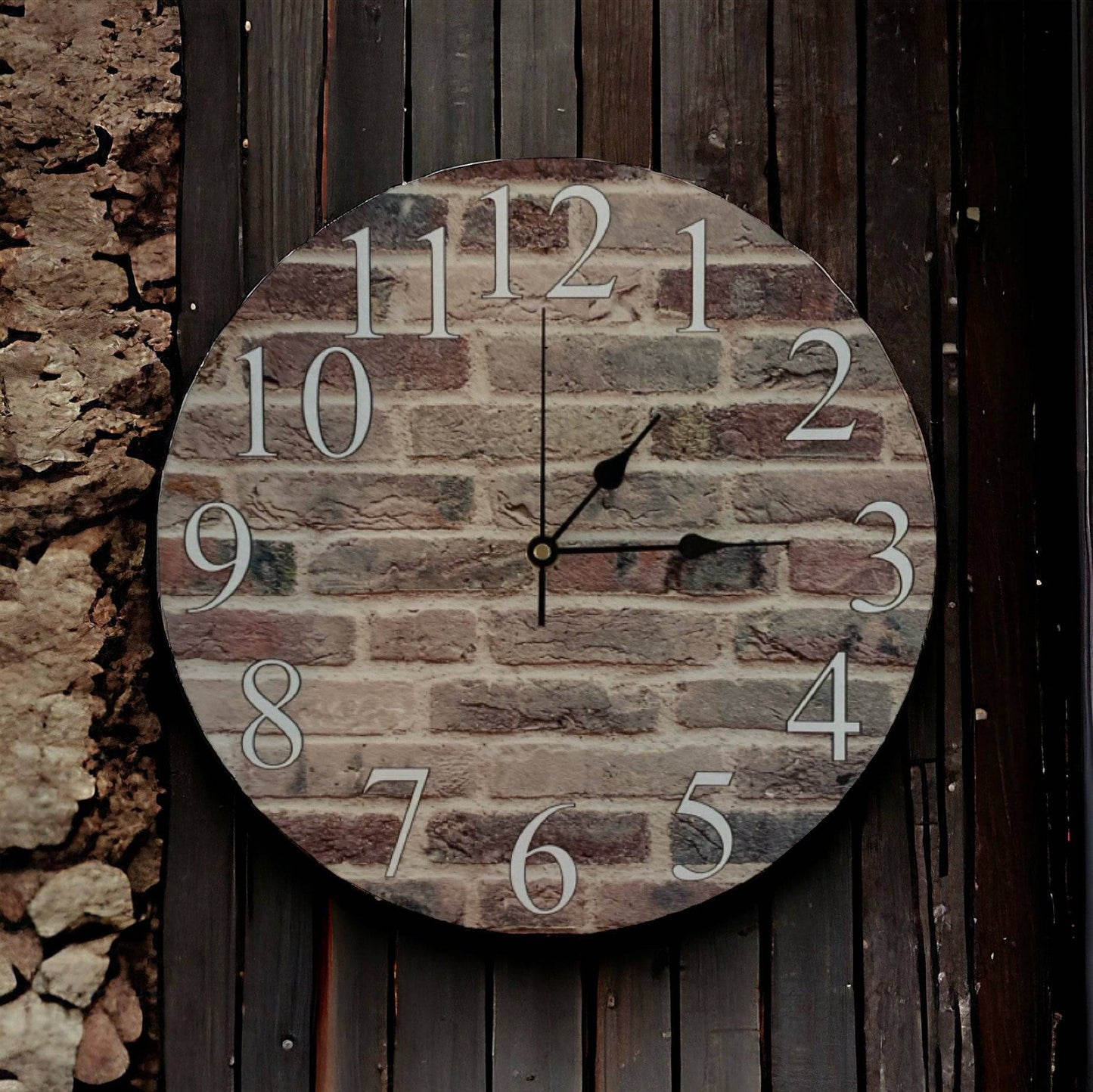 Clock Wall Rustic Brick Aussie Made - The Renmy Store Homewares & Gifts 