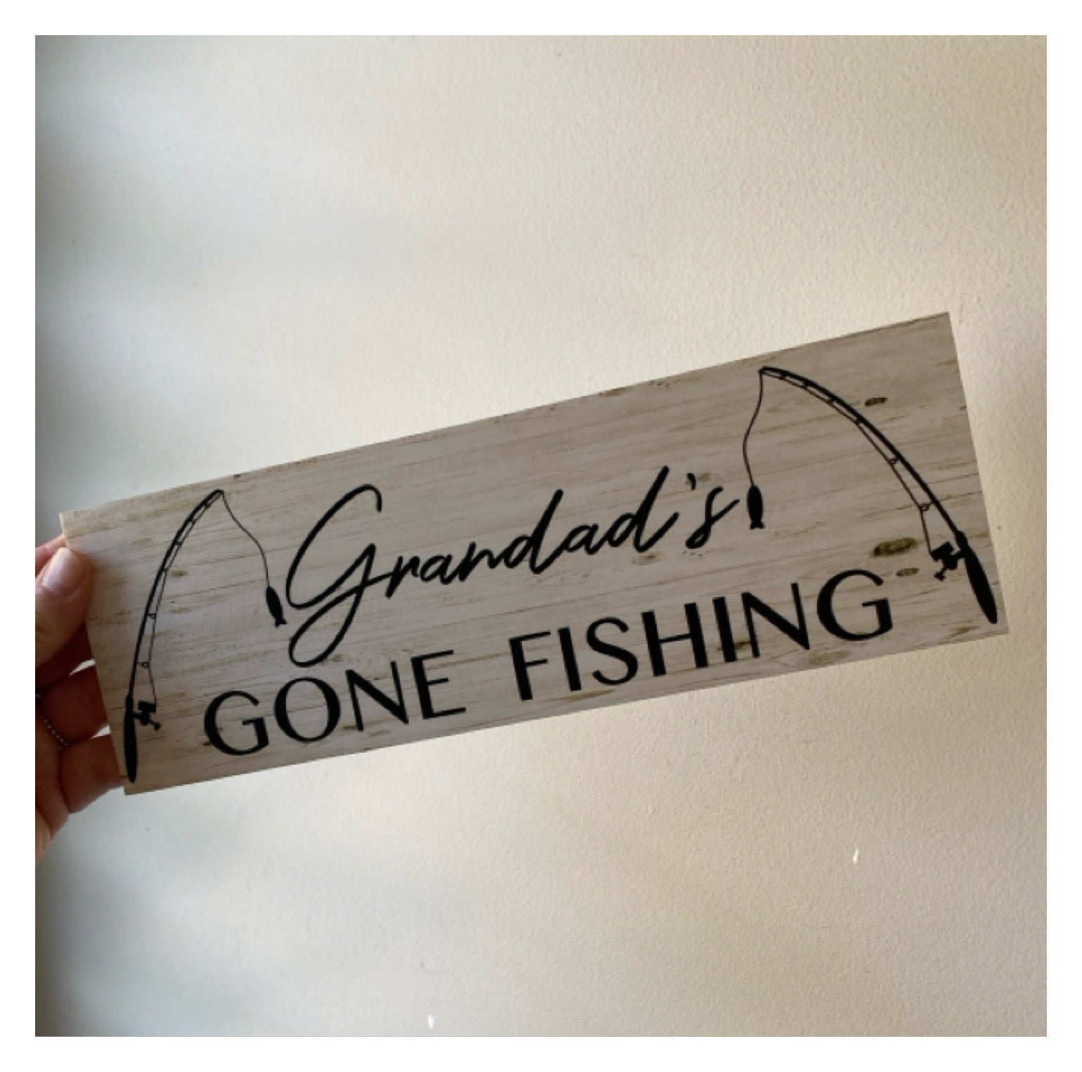 Gone Fishing Rustic Personalised Custom Sign - The Renmy Store Homewares & Gifts 