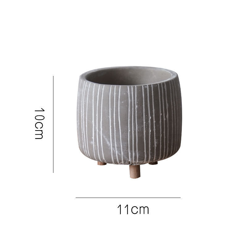 Cement Planter Pot with Legs - Natural Earth Tones 4 Sizes