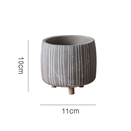 Cement Planter Pot with Legs - Natural Earth Tones 4 Sizes