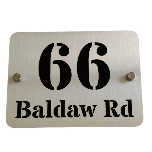 Brushed Aluminium Look House Number Sign | Aussie Made Acrylic Address Plaque
