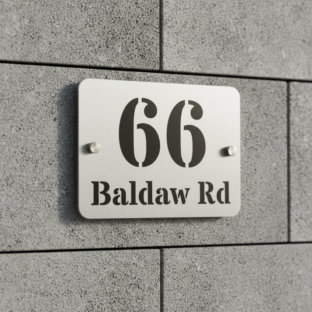 Brushed Aluminium Look House Number Sign | Aussie Made Acrylic Address Plaque