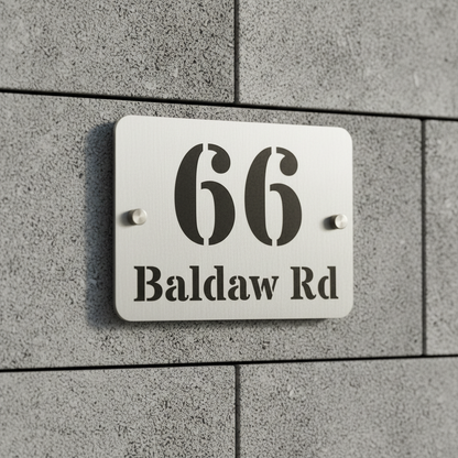 Brushed Aluminium Look House Number Sign | Aussie Made Acrylic Address Plaque