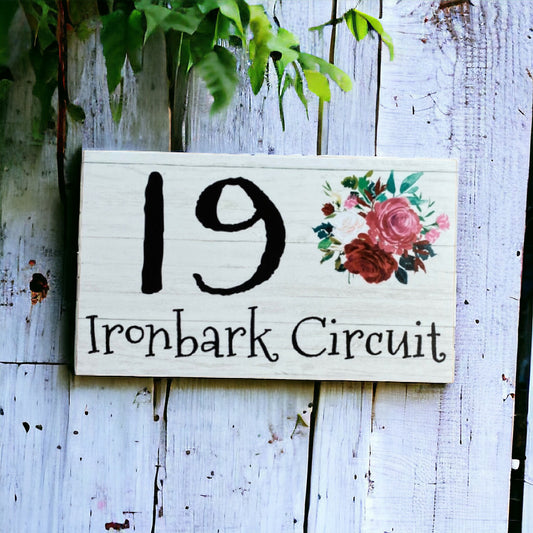 Street Number Address Floral Custom Personalised Cottage Sign - The Renmy Store Homewares & Gifts 