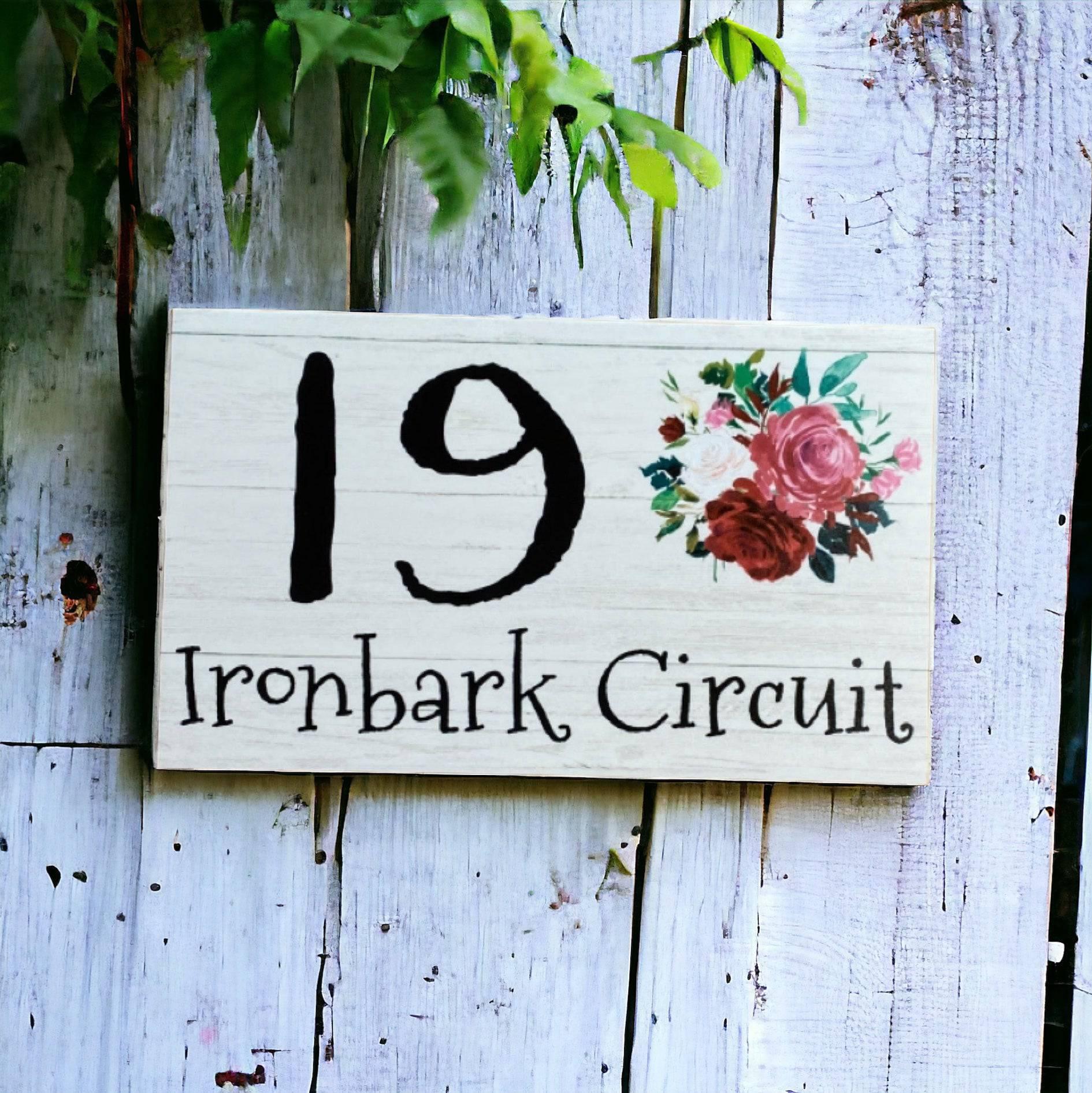 Personalised Street Number Address Floral Custom Cottage Sign - The Renmy Store Homewares & Gifts 