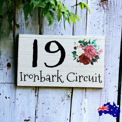 Personalised Street Number Address Floral Custom Cottage Sign - The Renmy Store Homewares & Gifts 