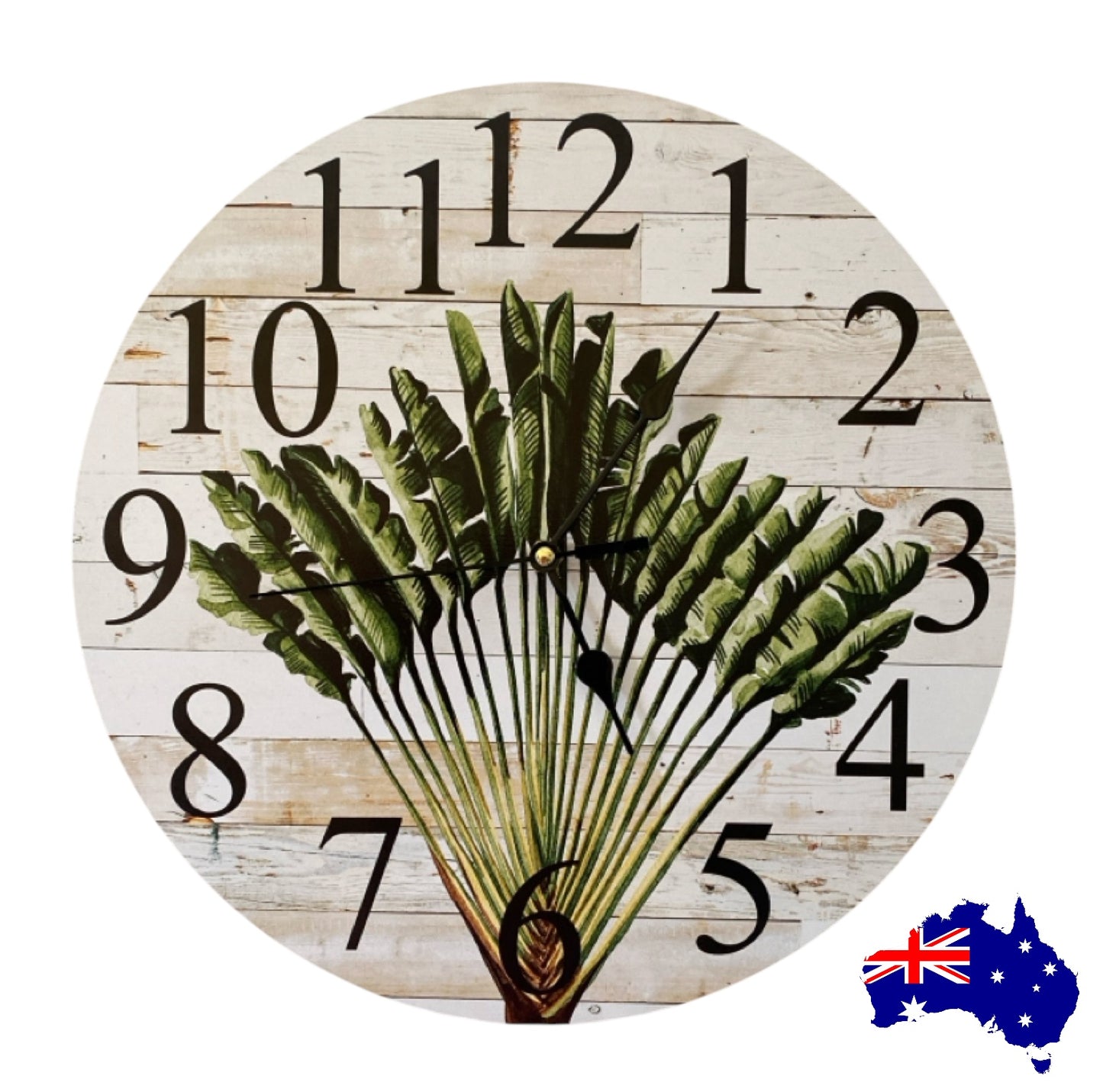 Clock Wall Fan Palm Tree Beach Coastal Aussie Made