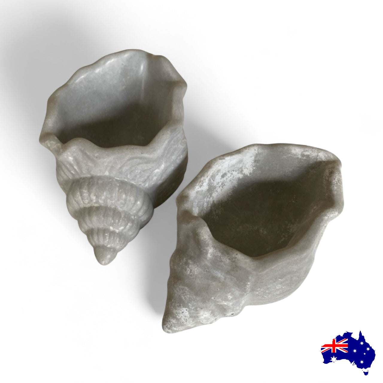 Planter Pot Shell Coastal Set of 2 Aussie Handmade Concrete