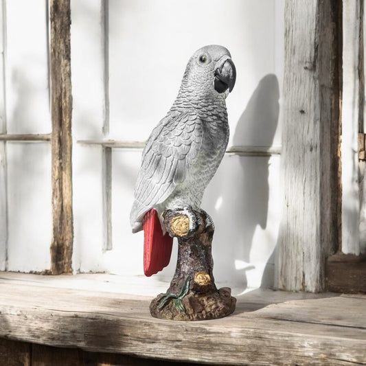 Parrot Grey with Red Tail Ornament