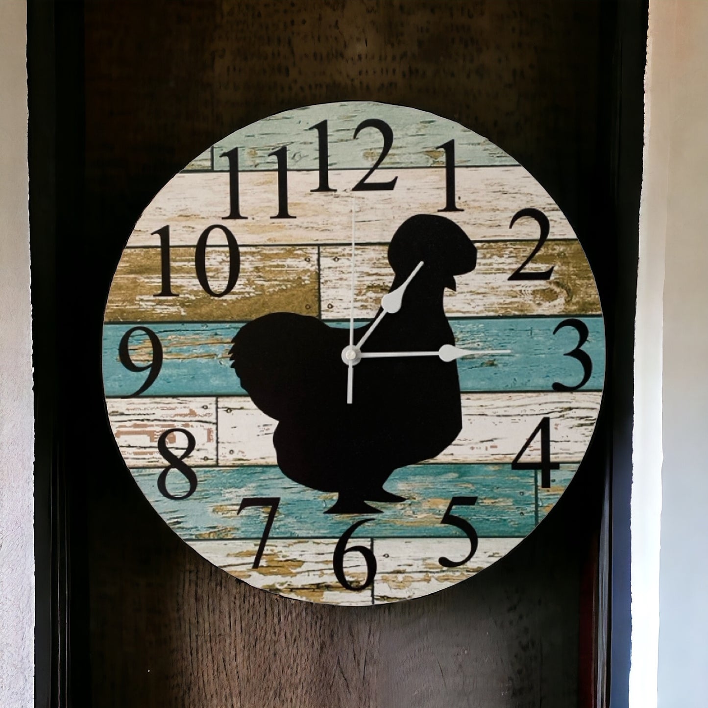 Clock Wall Silkie Chicken Country Aussie Made - The Renmy Store Homewares & Gifts 