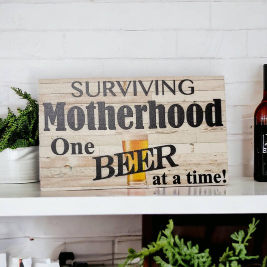 Surviving Motherhood Mum Beer Sign - The Renmy Store Homewares & Gifts 