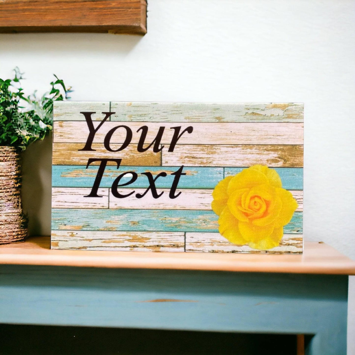 Rose Yellow Garden Blue Custom Personalised Sign - The Renmy Store Homewares & Gifts 