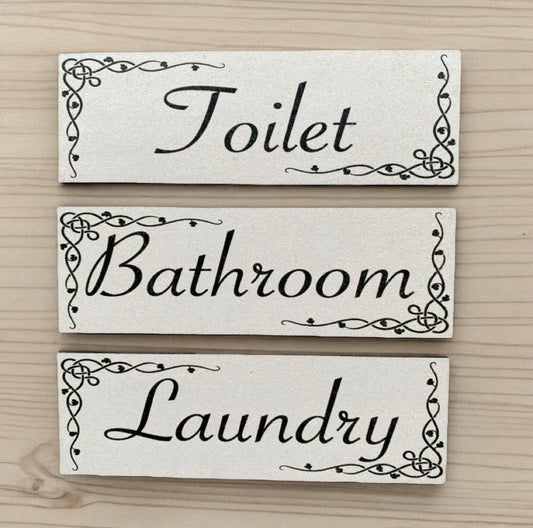 Toilet Laundry Bathroom French MDF WOOD Sign - The Renmy Store Homewares & Gifts 