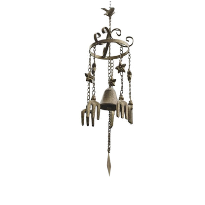 Vintage Cast Iron Bird Wind Chime, 65cm