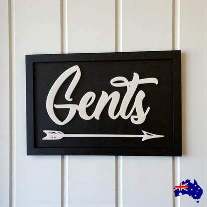 Ladies Gents Arrow Timber Wood Custom Personalised Large Sign