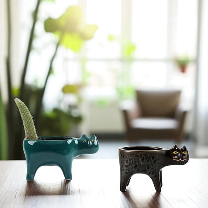 Pot Planter Garden Funky Coloured Cat Cats