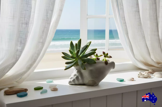 Planter Pot Dish Soap Shell Coastal Vibes Aussie Handmade Concrete