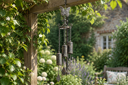 85cm butterfly wind chime in a garden setting