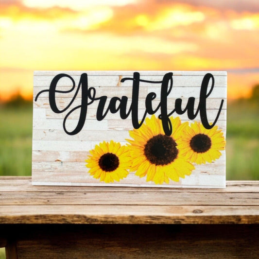 Grateful Sunflower Country Sign