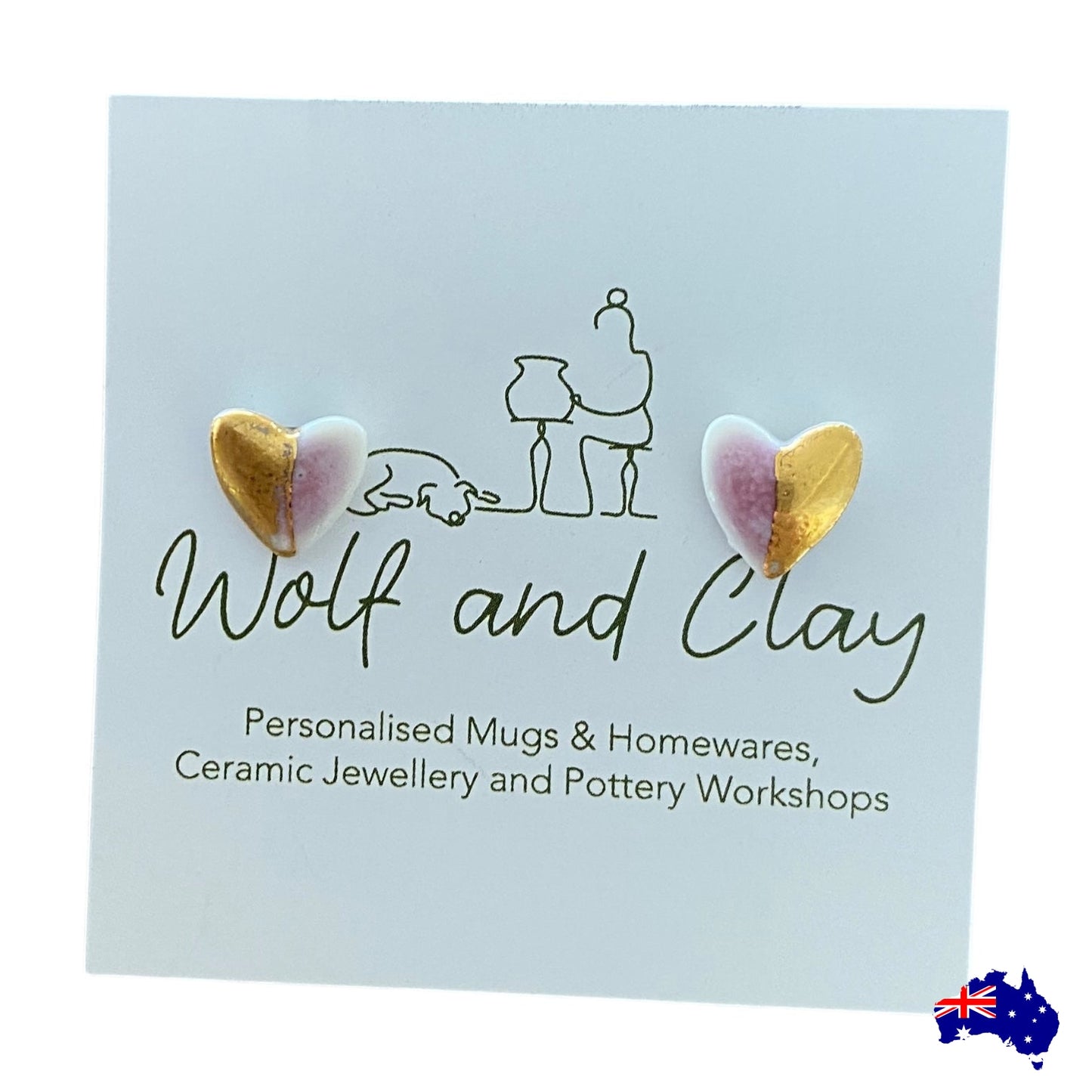 Handmade Ceramic Love Mug Cup & Earrings Gift Set | Aussie Made Wolf and Clay