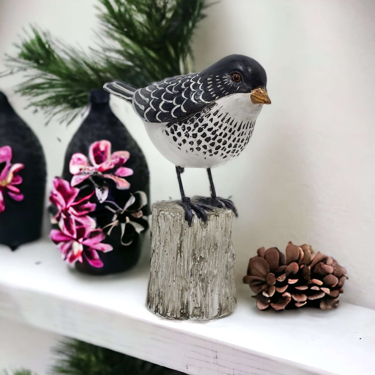 Bird Natural Black White Ornament