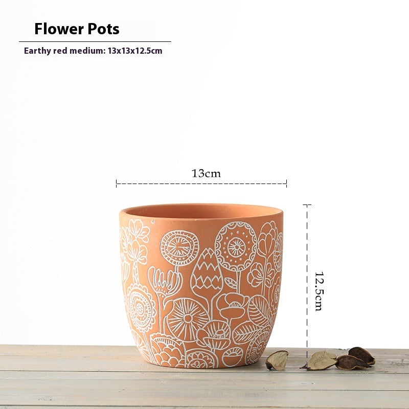 Planter Pot Floral Flowers Ceramic