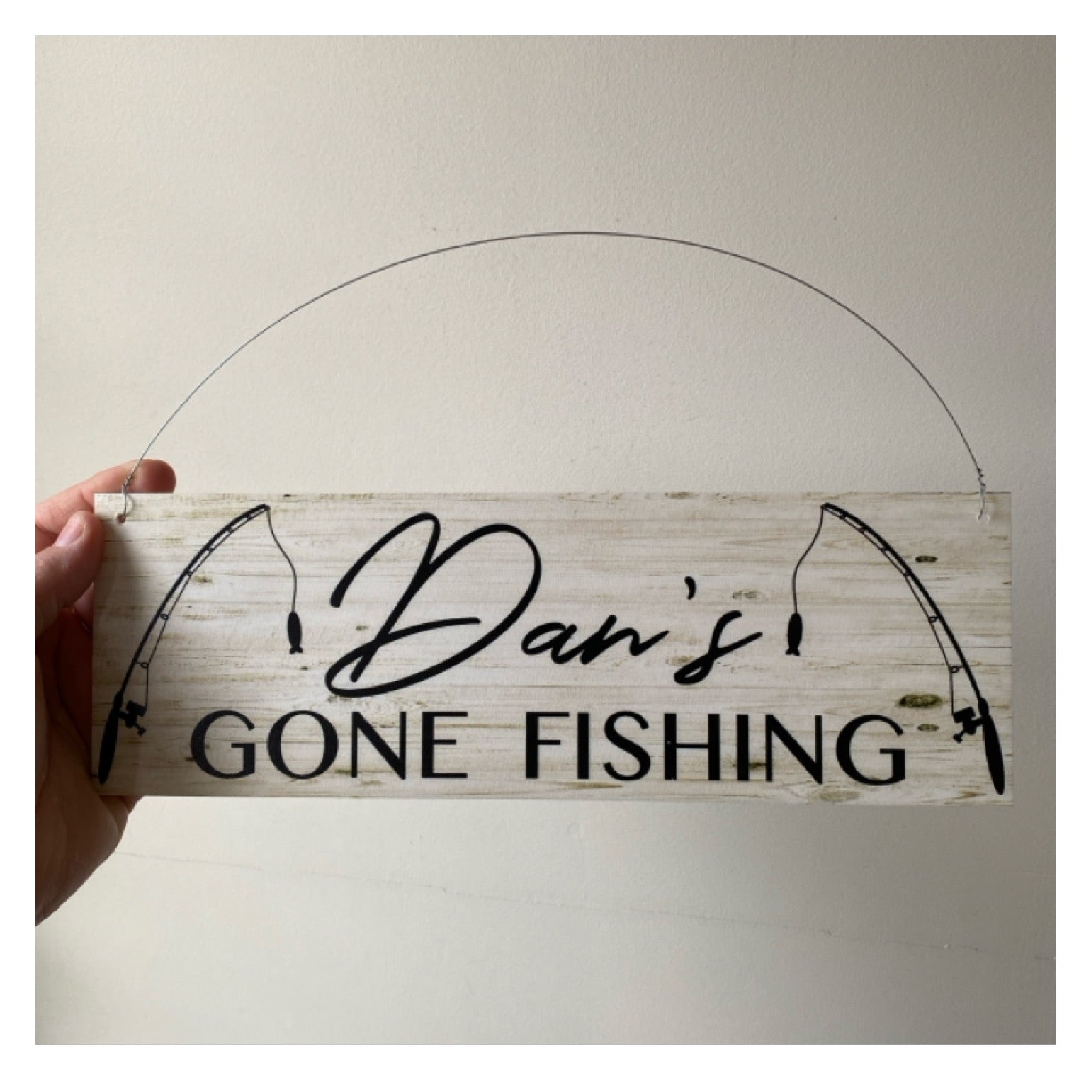 Gone Fishing Rustic Personalised Custom Sign - The Renmy Store Homewares & Gifts 