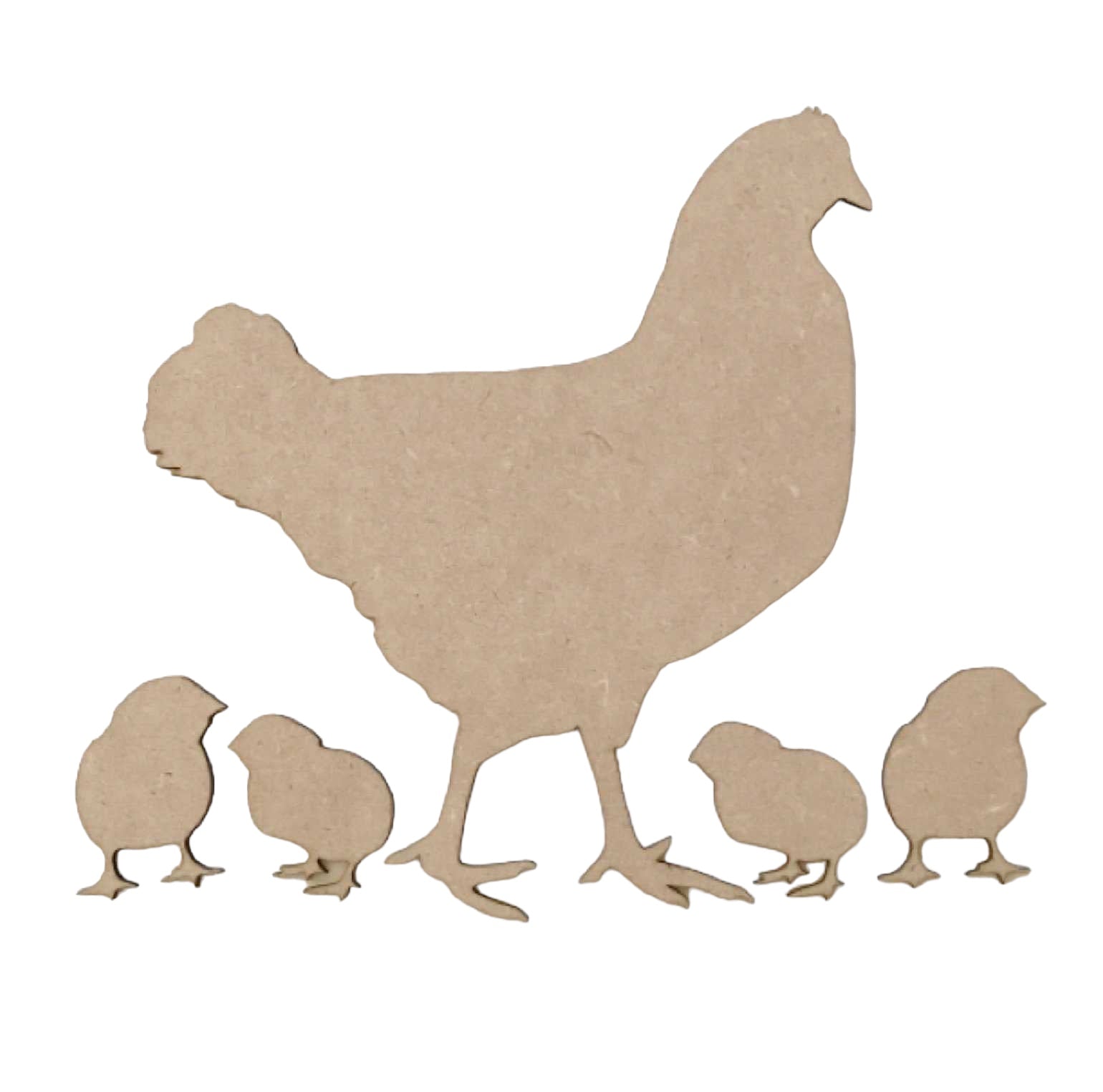 Chicken Hen with Chicks Timber MDF Raw DIY - The Renmy Store Homewares & Gifts 