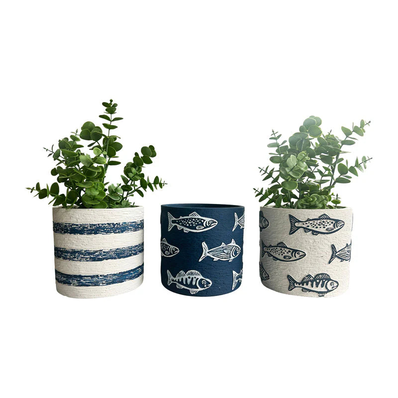 Planter Pot Ocean Seaside Fish Set of 3