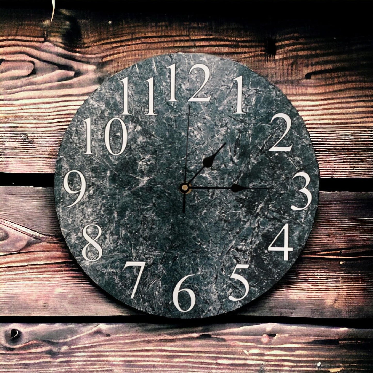 Clock Wall Rustic Dark Texture Aussie Made - The Renmy Store Homewares & Gifts 