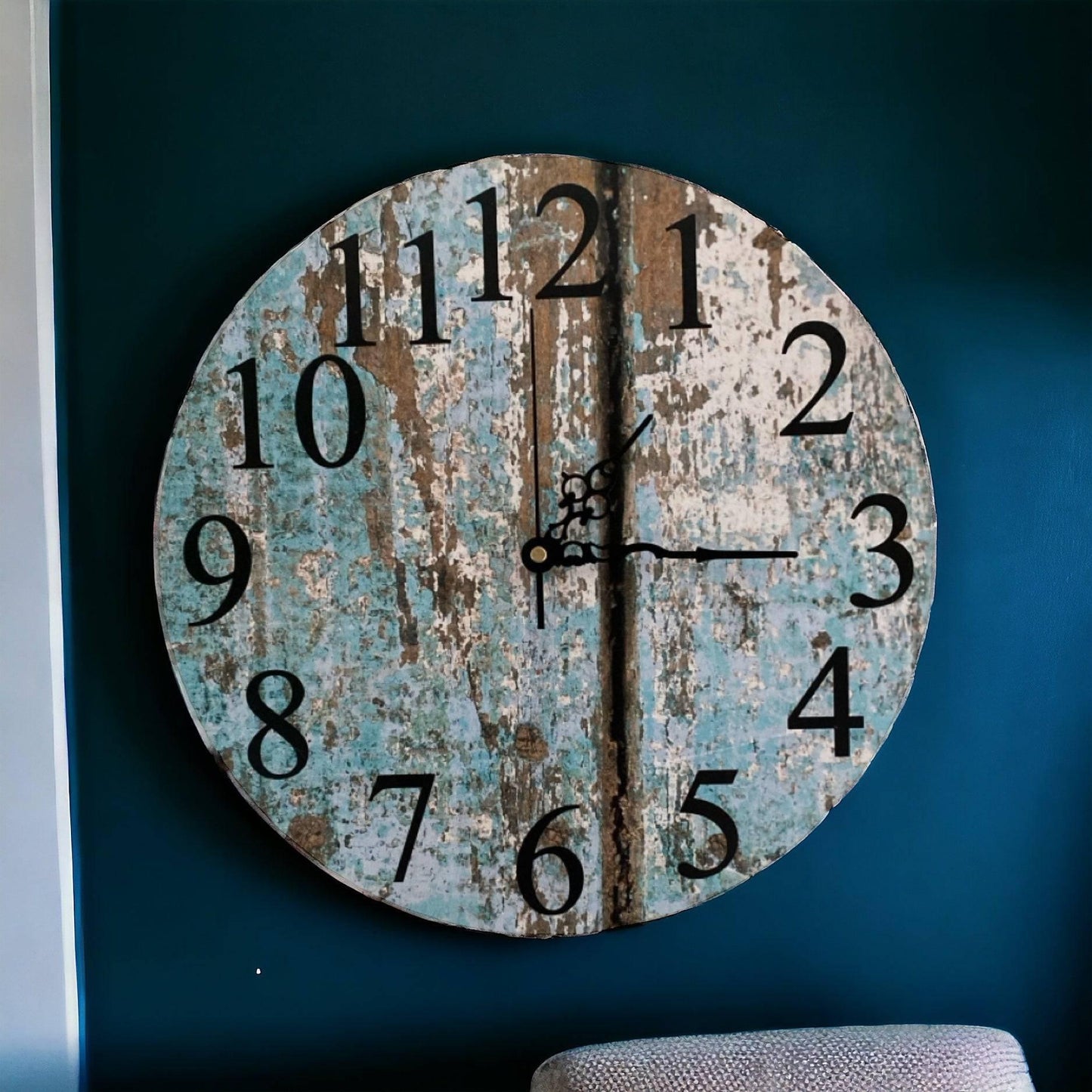 Clock Wall Rustic Aqua Blue Aussie Made - The Renmy Store Homewares & Gifts 