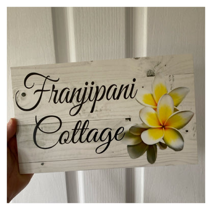 Frangipani Custom Wording Text Name Sign