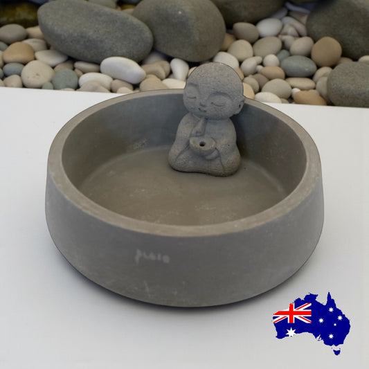 Buddha Incense Holder with tray Aussie Handmade Concrete