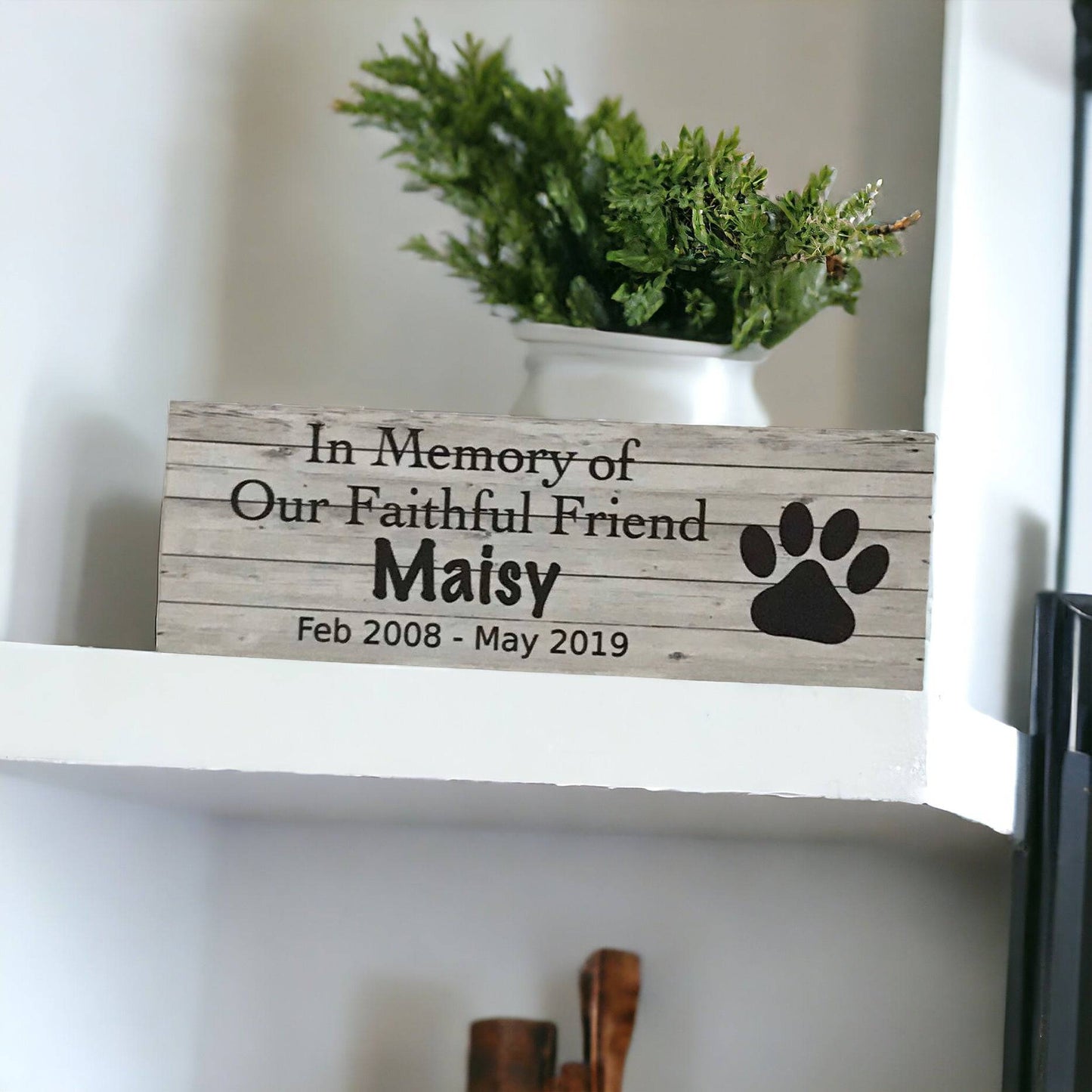 Custom Pet RIP Memorial Dog Cat Sign White Wash - The Renmy Store Homewares & Gifts 