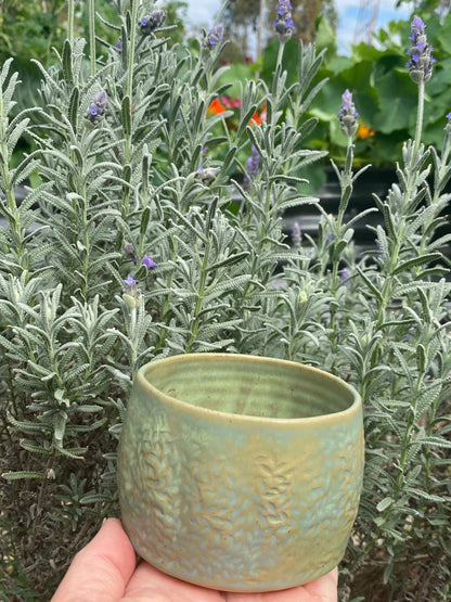 Handmade Floral Green Leaf Ceramic Mug Cup | Aussie Made Wolf and Clay Gift